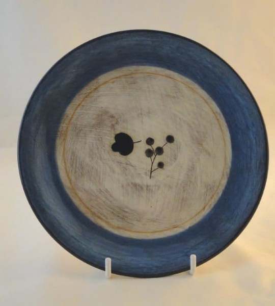 Poole Pottery Terracotta Tea Plates, Blue Border