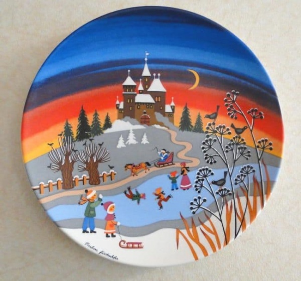 Poole Pottery Transfer Plate, 424 Winter I