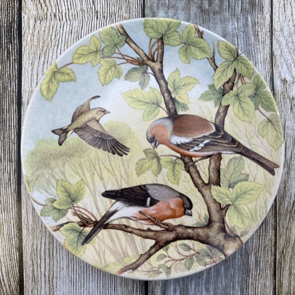 Poole Pottery Transfer Plate, Finches