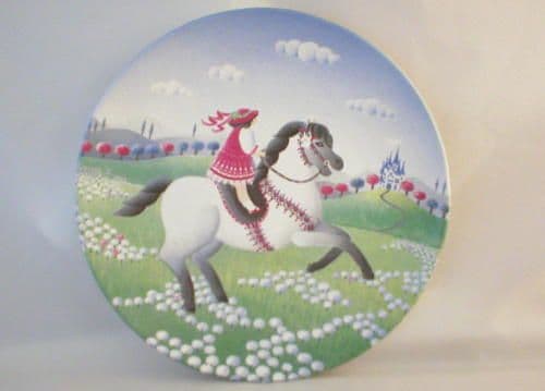 Poole Pottery Transfer Plate, Girl on a Horse