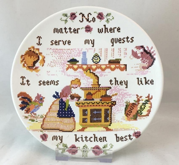 Poole Pottery Transfer Plate, Sampler Series, ''No matter where I serve my guests''