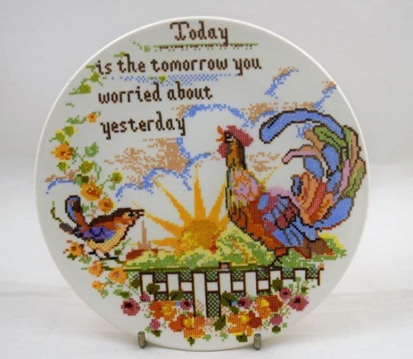 Poole Pottery Transfer Plate, Sampler Series, ''Today is the Tomorrow''