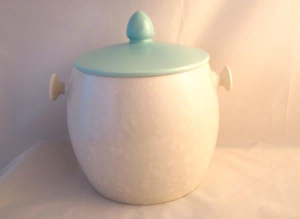 Poole Pottery Twintone Ice Green and Seagull Biscuit Barrel