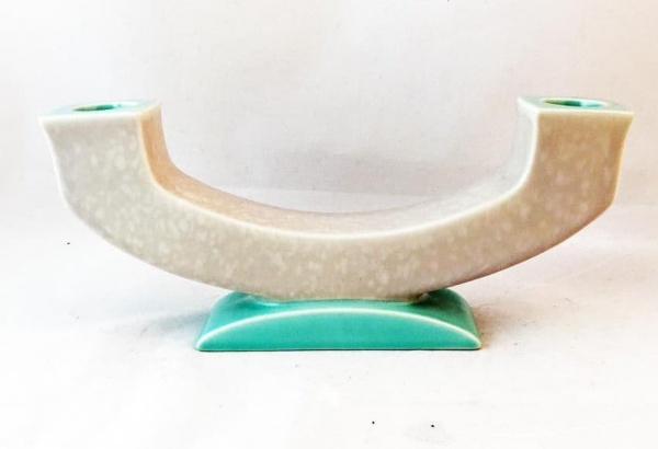 Poole Pottery Twintone Ice Green and Seagull Candle Stick Holder