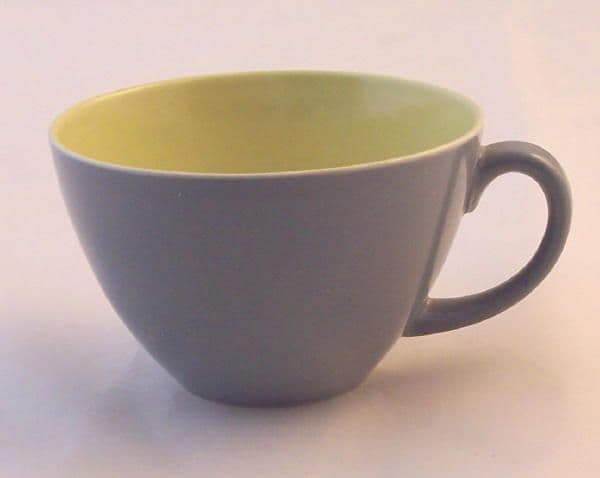 Poole Pottery Twintone Lime Yellow and Moonstone Grey (C102) Tea Cup