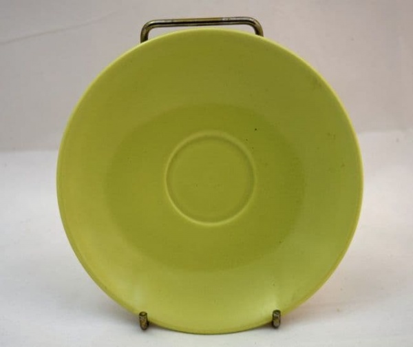 Poole Pottery Twintone Lime Yellow and Seagull (C103) Small Saucers for Demi Tasse Coffee Cups