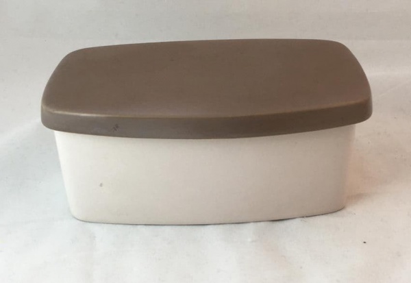 Poole Pottery Twintone Mushroom and Sepia (C54) Butter Boxes