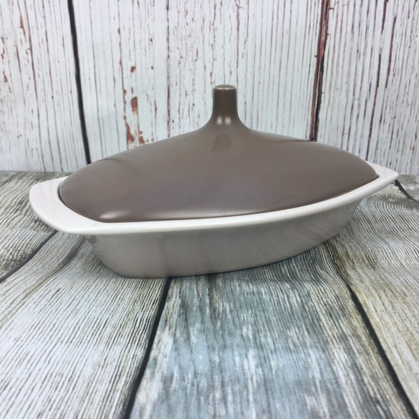 Poole Pottery Twintone Mushroom and Sepia (C54) Butter Dish
