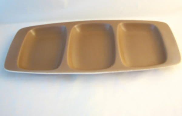 Poole Pottery Twintone Mushroom and Sepia (C54) Hors D'ouvres Tray