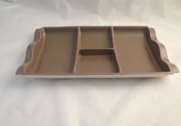 Poole Pottery Twintone Mushroom and Sepia (C54) Large Rectangular Hors Douvres Dishes