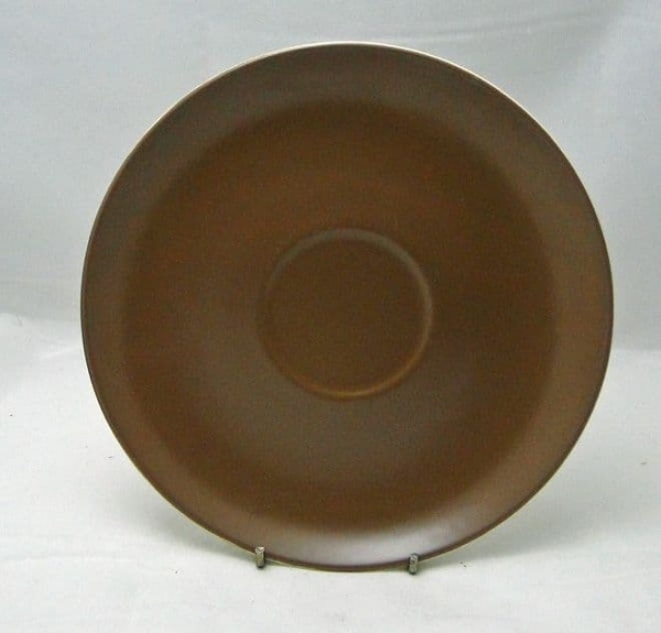 Poole Pottery Twintone Mushroom and Sepia (C54) Large Saucers for Soup Cups