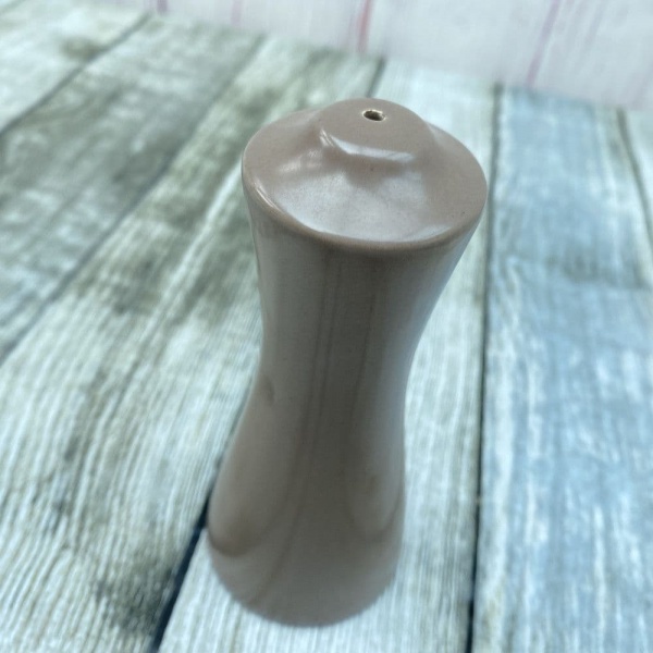 Poole Pottery Twintone Mushroom and Sepia (C54) Salt Pot (Tall with raised knob)