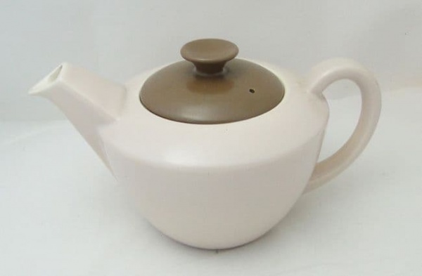 Poole Pottery Twintone Mushroom and Sepia (C54) Streamline Two Cup Tea Pot