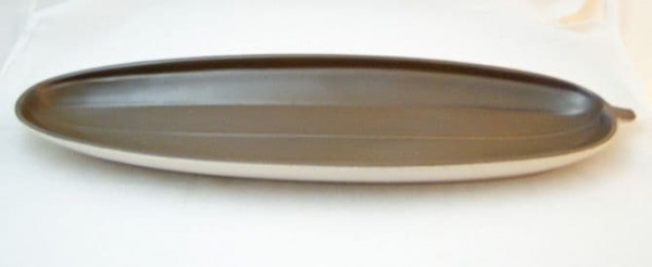 Poole Pottery Twintone Mushroom and Sepia (C54) Very Large Cucumber Dish
