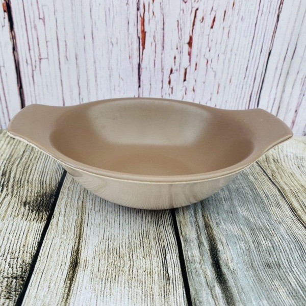 Poole Pottery Twintone Mushroom and Sepia (C54) Wide Lug Handled Soup Bowl