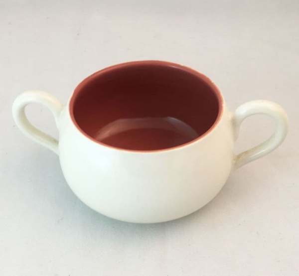 Poole Pottery, Twintone, Red Indian and Magnolia (C95) Small Open Double Handled Bowls