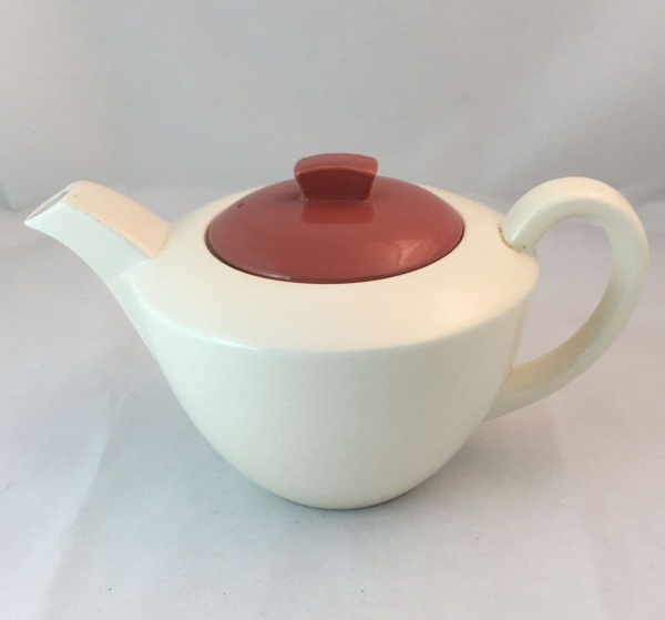 Poole Pottery, Twintone, Red Indian and Magnolia (C95) Teapot, One Pint