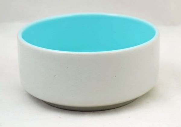 Poole Pottery Twintone Sky Blue and Dove Grey (C104) Vertically  Sided Soup/Dessert Bowls