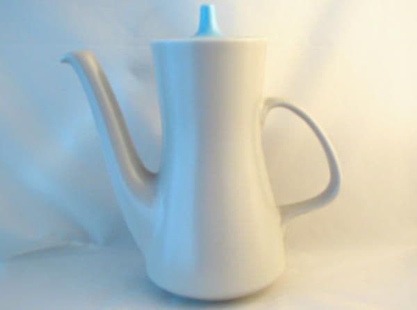 Poole Pottery Twintone Sky Blue and Dove Grey Coffee Pot