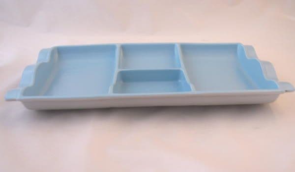 Poole Pottery Twintone Sky Blue and Dove Grey Large Hors Douvres Dish