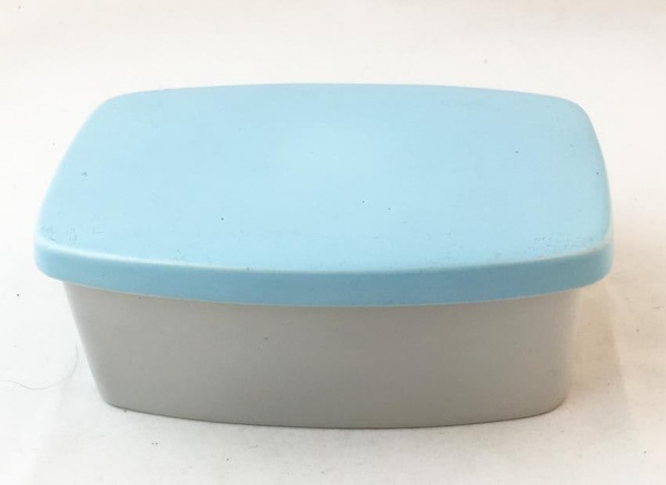 Poole Pottery Twintone Sky Blue and Dove Grey Lidded Butter Box