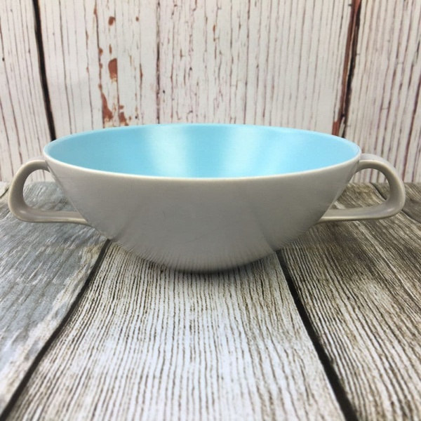 POOLE POTTERY TWINTONE SKY BLUE AND DOVE GREY NARROW STYLE CUPS