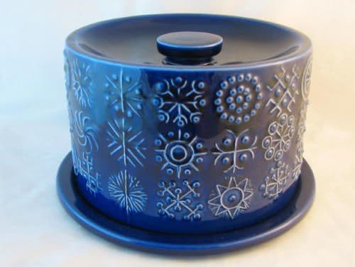 Portmeirion Pottery Blue Totem Lidded Cheese Dish
