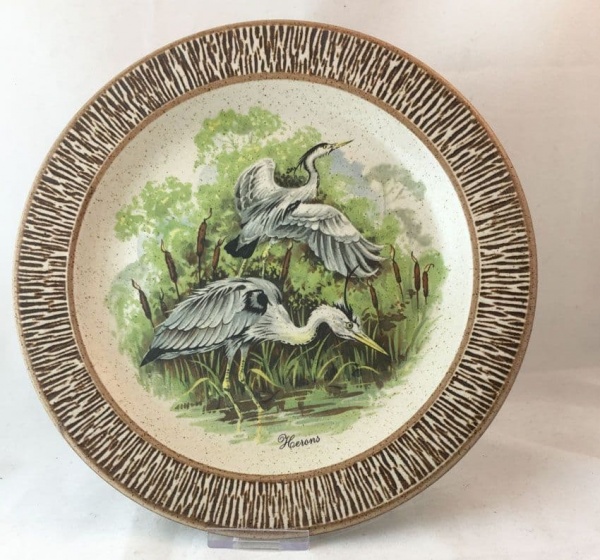 Purbeck Pottery Wildlife Decorative Plates, Herons