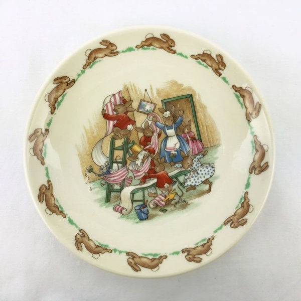 Royal Doulton Bunnykins Saucer, Helping With Wallpapering