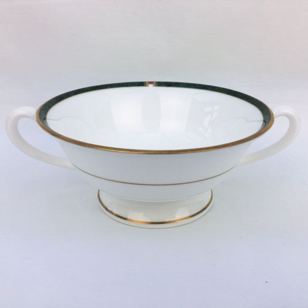 Royal Worcester Carina Soup Cups (Green Trim)