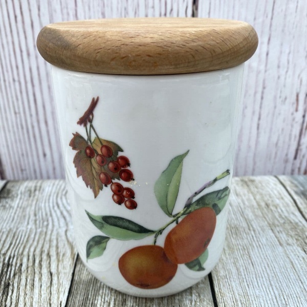 Royal Worcester Evesham Storage Jar (With Wooden Lid)