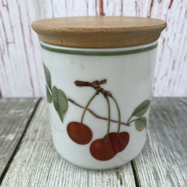 Royal Worcester Evesham Vale Spice Jar (Wooden Lid)