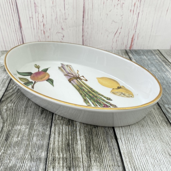 Royal Worcester Evesham Gold Oval Serving Dish, 10.5'' (Asparagus, Lemon & Apple)