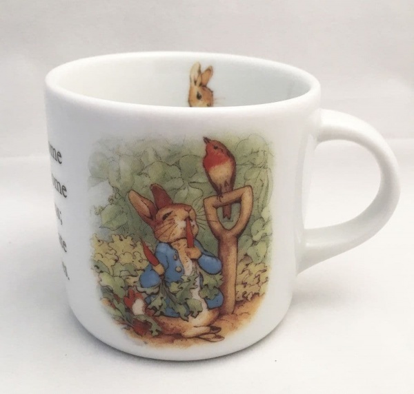 Wedgwood, Beatrix Potter, Peter Rabbit Cups/Mugs. First he ate some lettuces.
