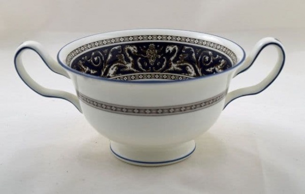 Wedgwood Navy Florentine Soup Cups