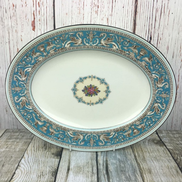 Wedgwood Turquoise Florentine Oval Platter, 14''