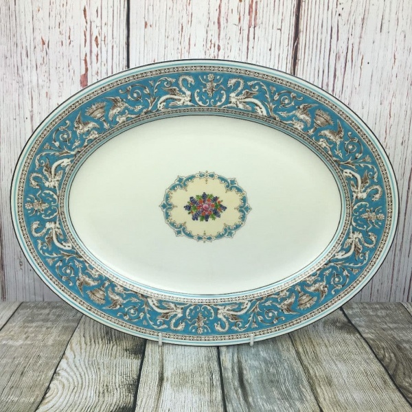 Wedgwood Turquoise Florentine Oval Platter, 15''